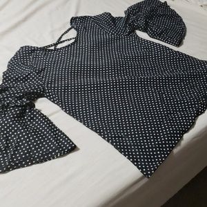Black and white polka dot dress blouse
